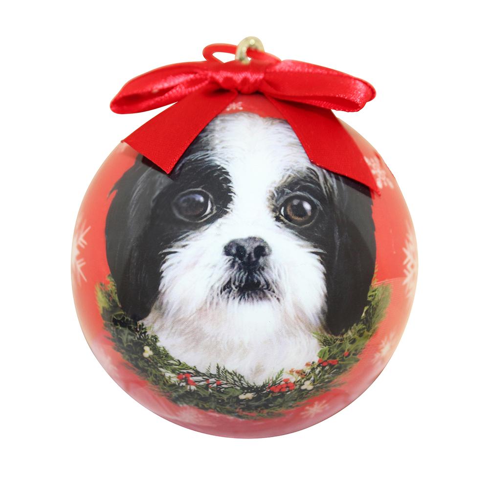 E&S Imports Shatterproof Animal Ornament Shih Tzu B&W