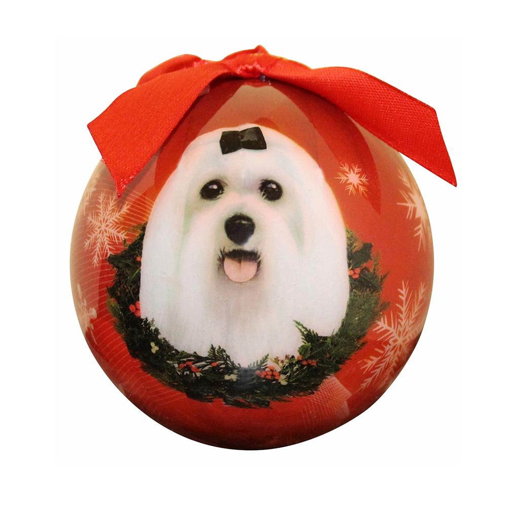 E&S Imports Shatterproof Animal Ornaments Maltese