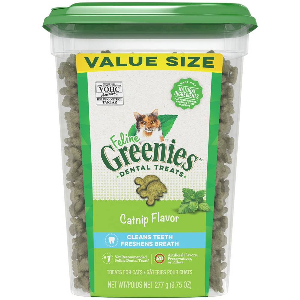 Greenies Feline Catnip Dental Treats for Cats 9.7 oz. Tub 