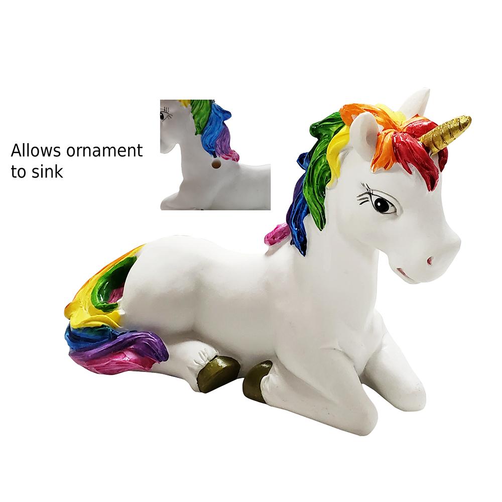 Sitting Rainbow Unicorn Aquarium Ornament