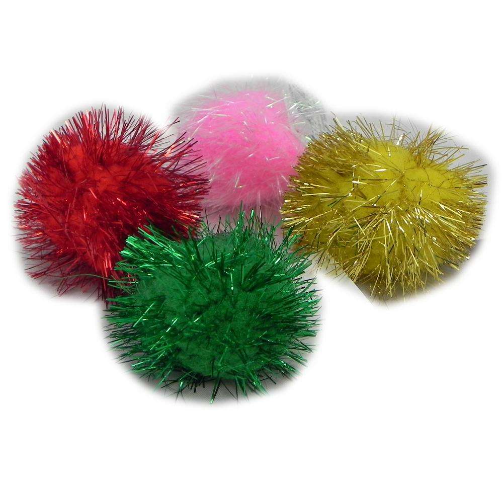 Glitter Pom Pom Cat Toy 12 Pack