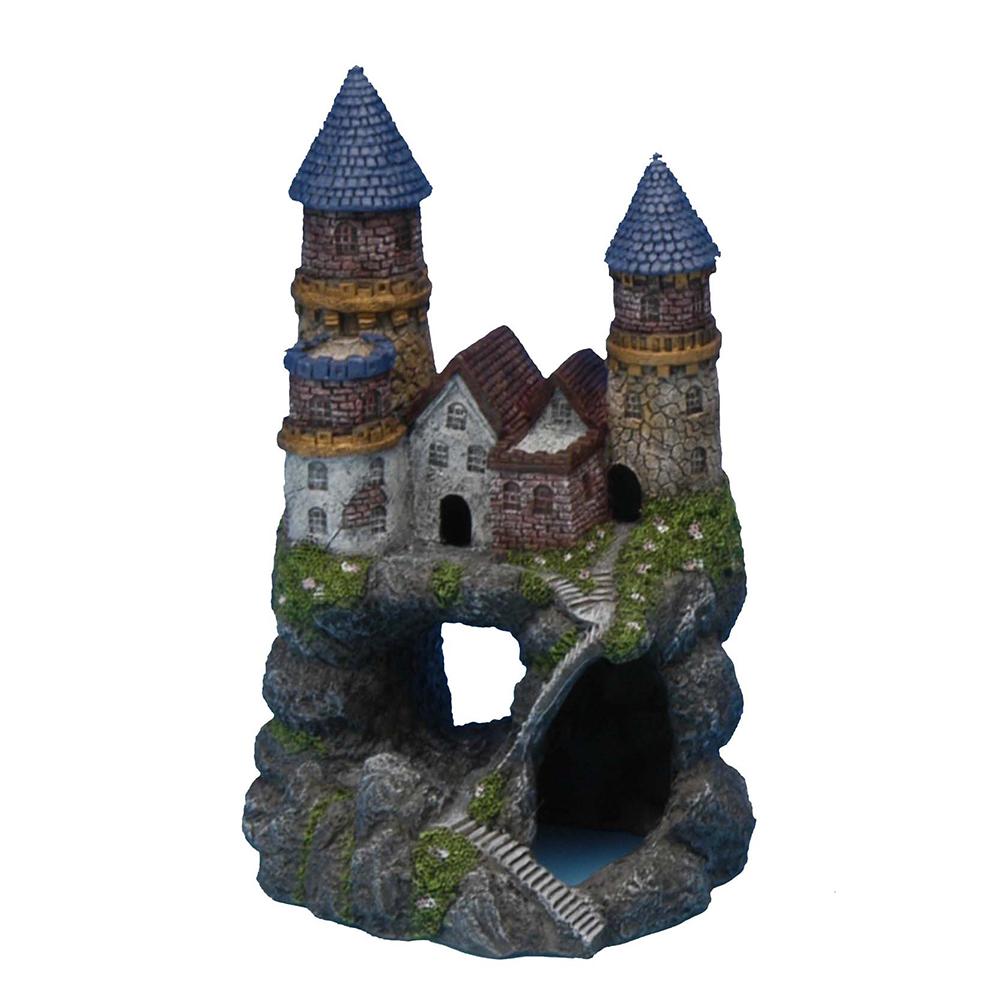 Hand Painted Enchanted Castle Aquarium Ornament Medium