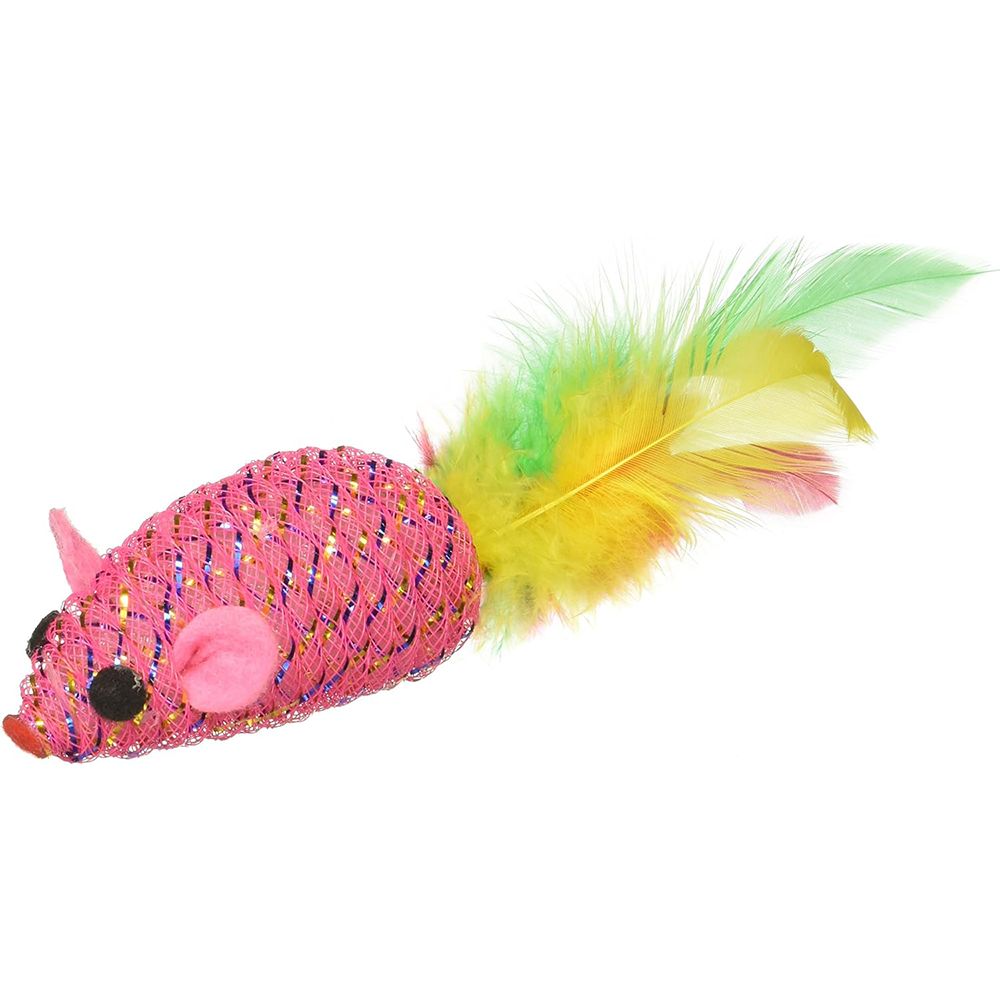 Glitter Mouse with Feather Cat Toy