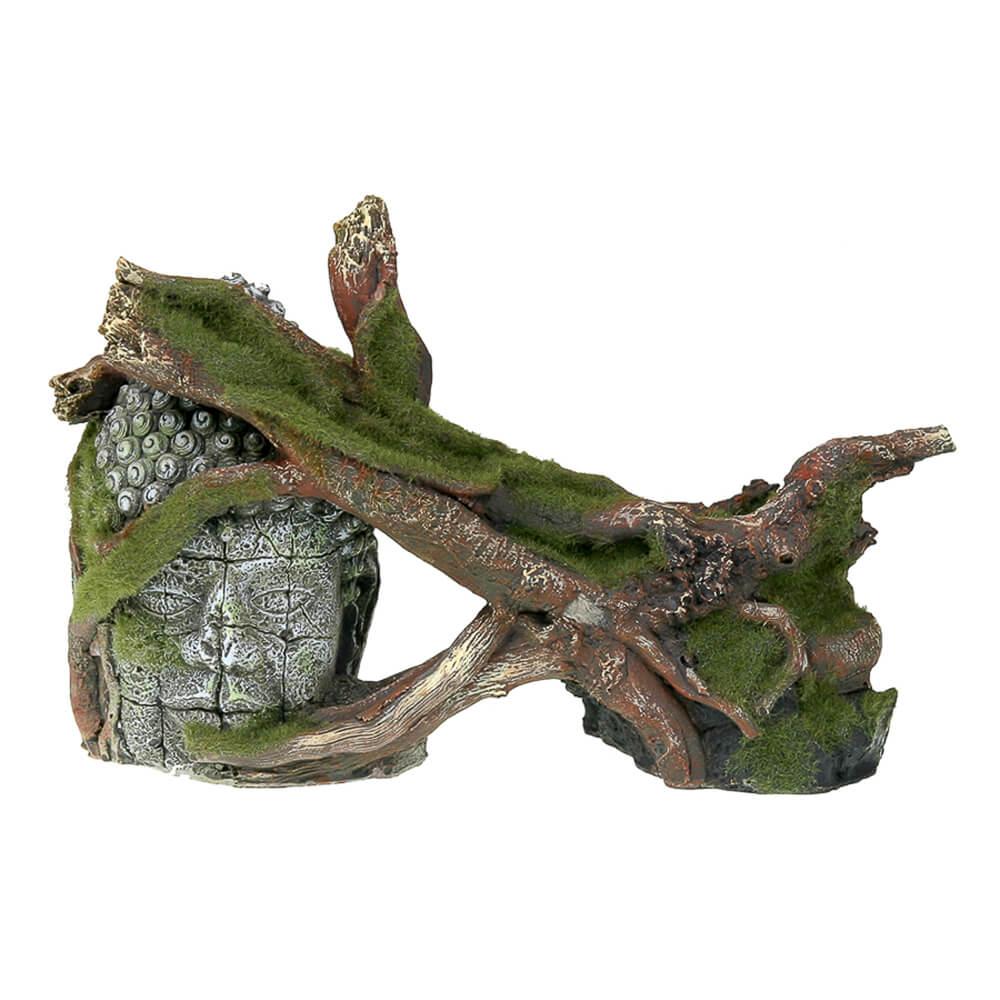 Moss Covered Ruin and Roots Aquarium Ornament