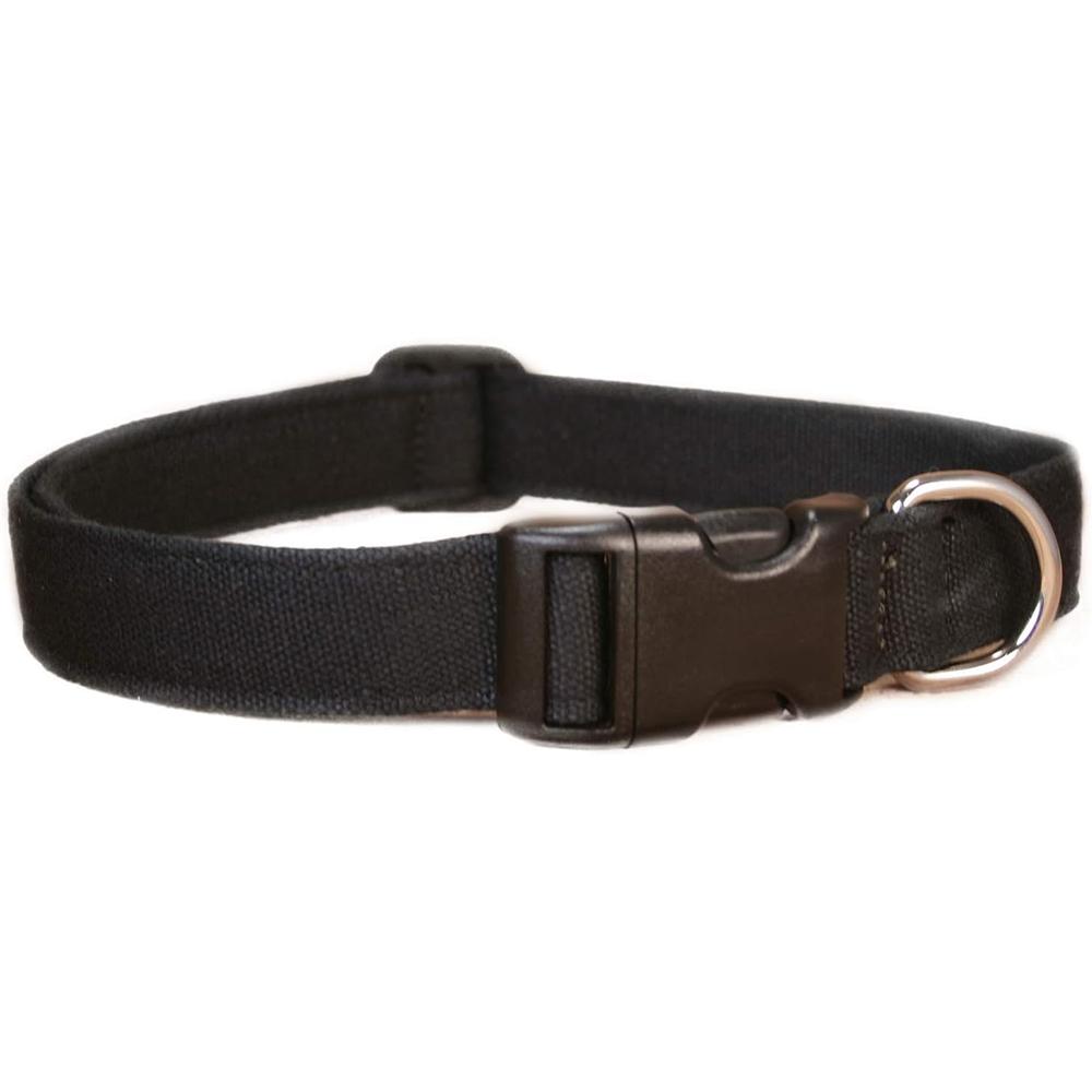 Basic Black Hemp Adjustable 1/2-inch Dog Collar 8-14-inch