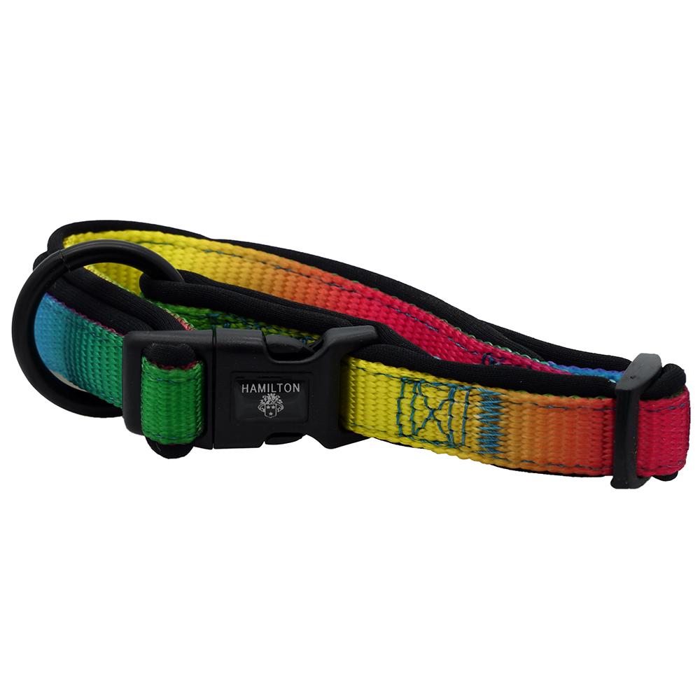Dog Collar Adjustable Nylon Rainbow 12-18 inches 5/8 inche