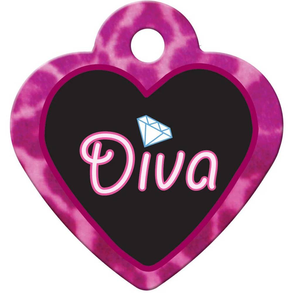 Engraved ID Tag Small Heart Diva