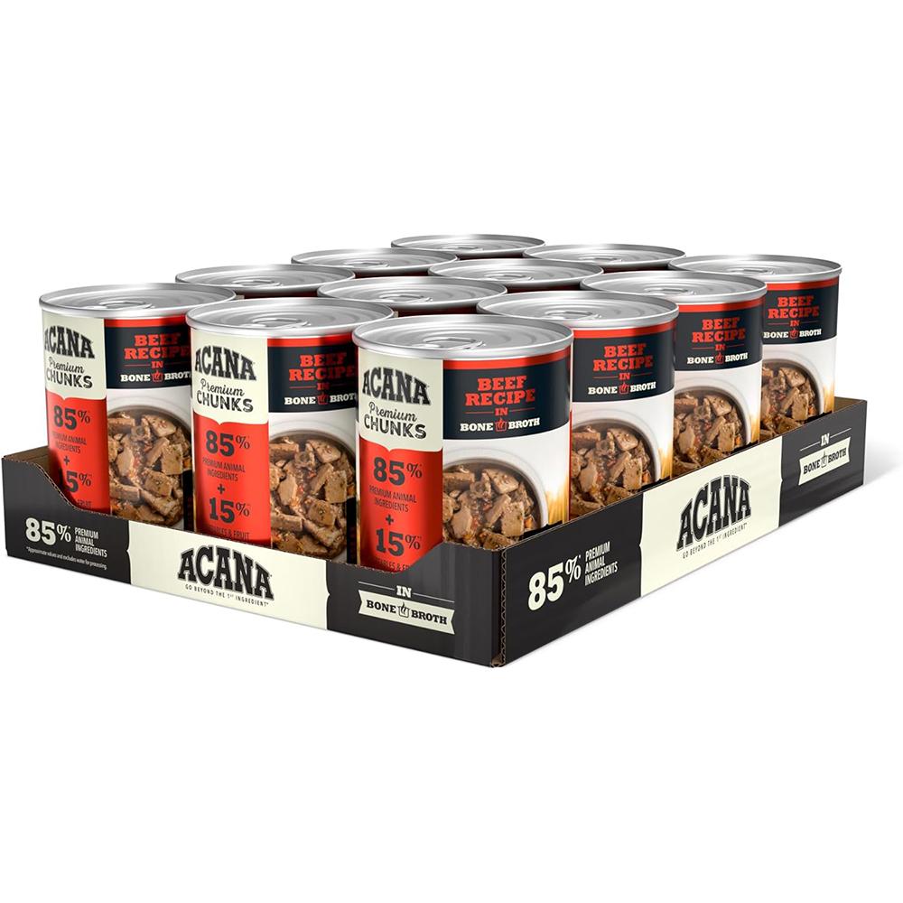 Acana Beef Chunks Bone Broth Dog Food 12oz case