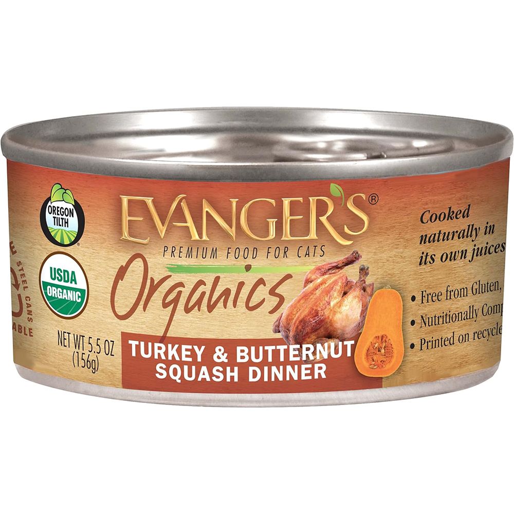 Evangers Turkey/Butternut Squash Canned Cat Food 5.5 oz case