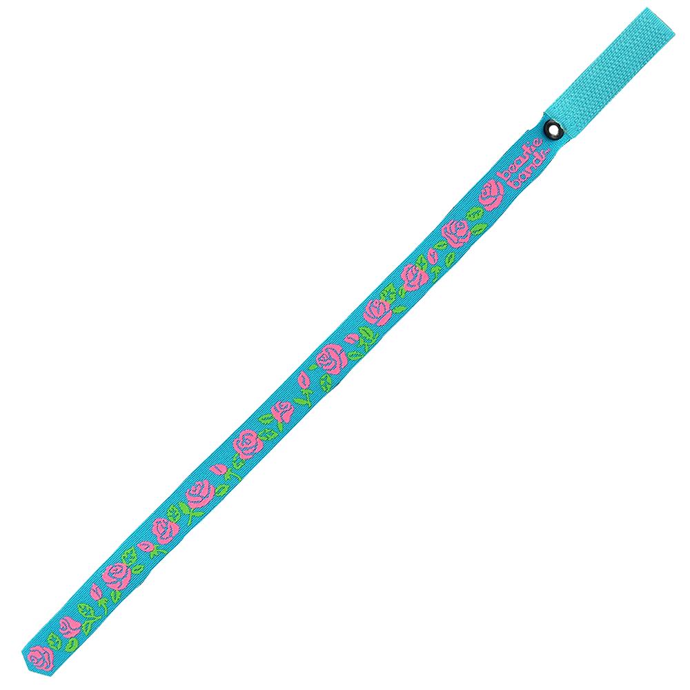 Beastie Band Cat Collar Pink Roses (Teal)