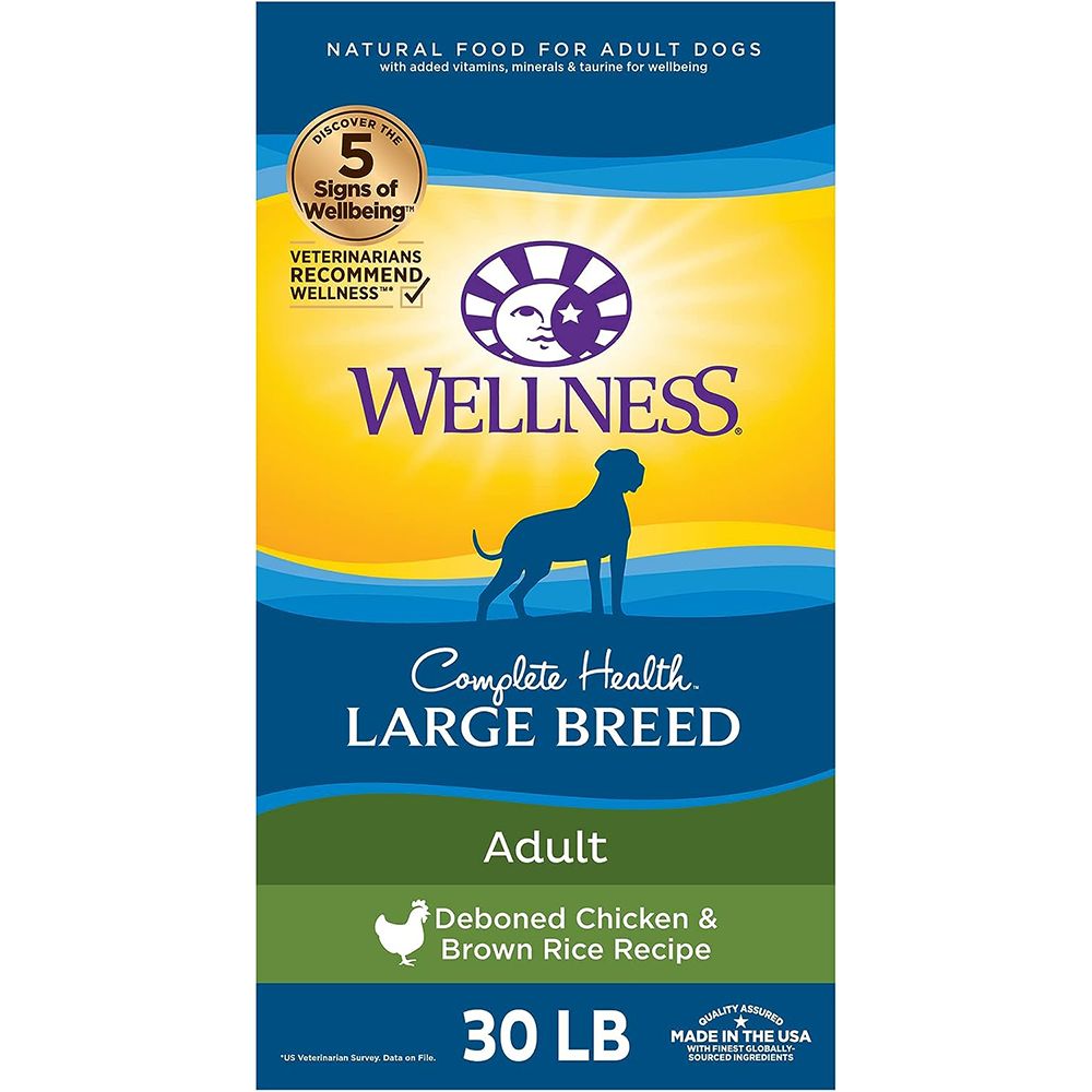 Wellness Dog Chicken & Brown Rice Large Breed Dog Food 30Lb.