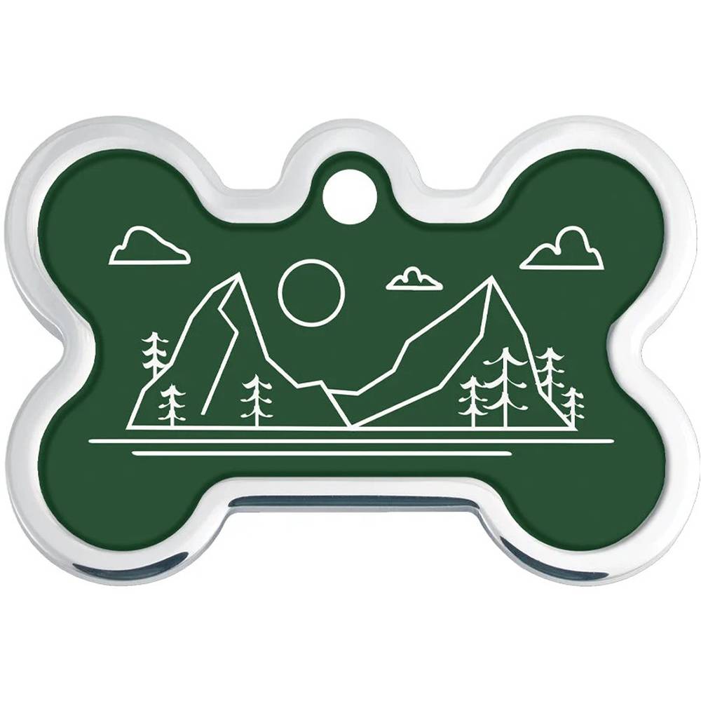 Engraved ID Tag Large Bone Green Mountain