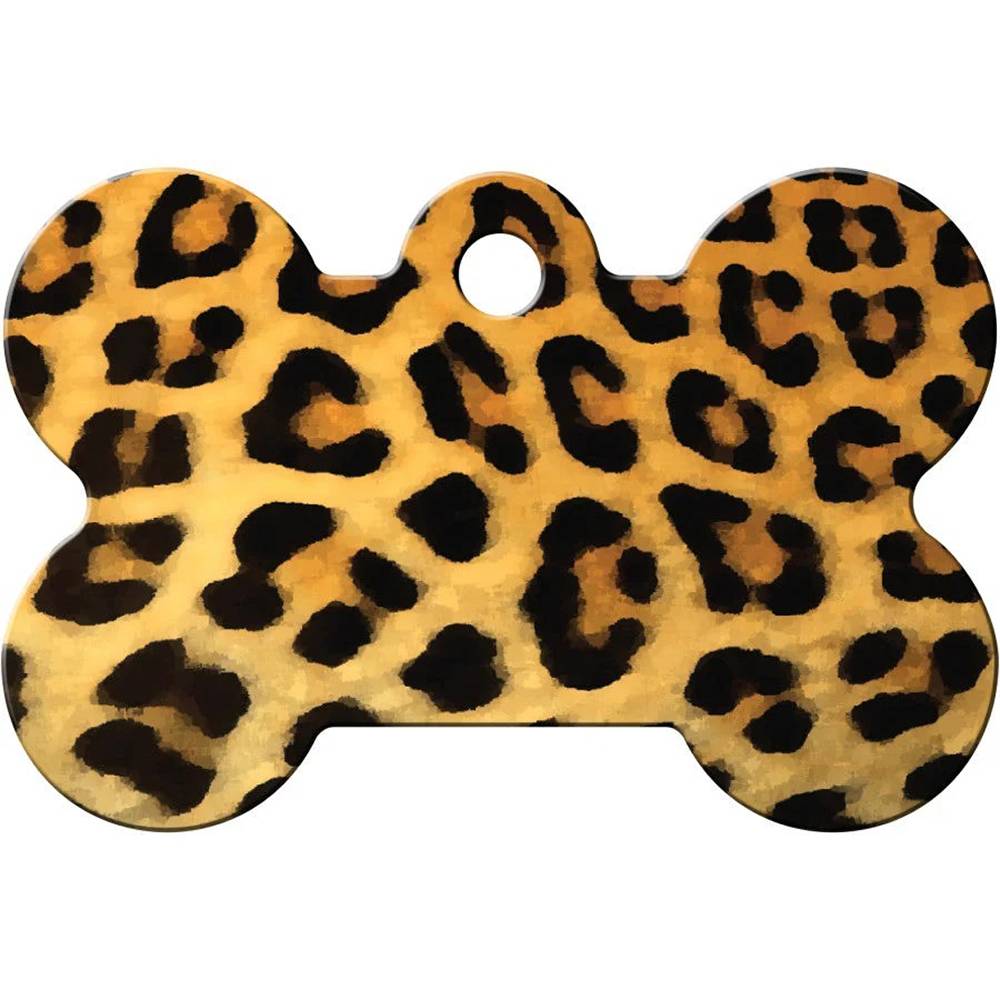 Engraved ID Tag Large Bone Leopard