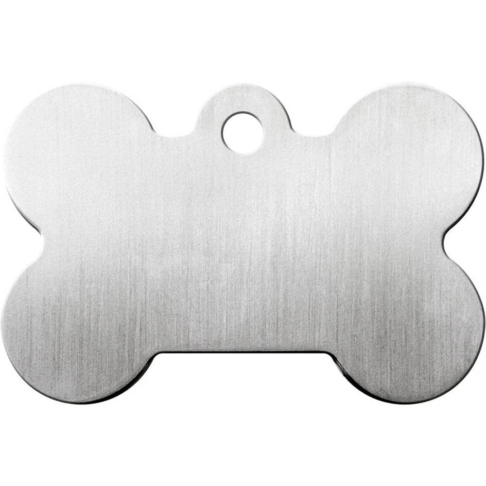 Engraved ID Tag Brushed Chrome Bone Large