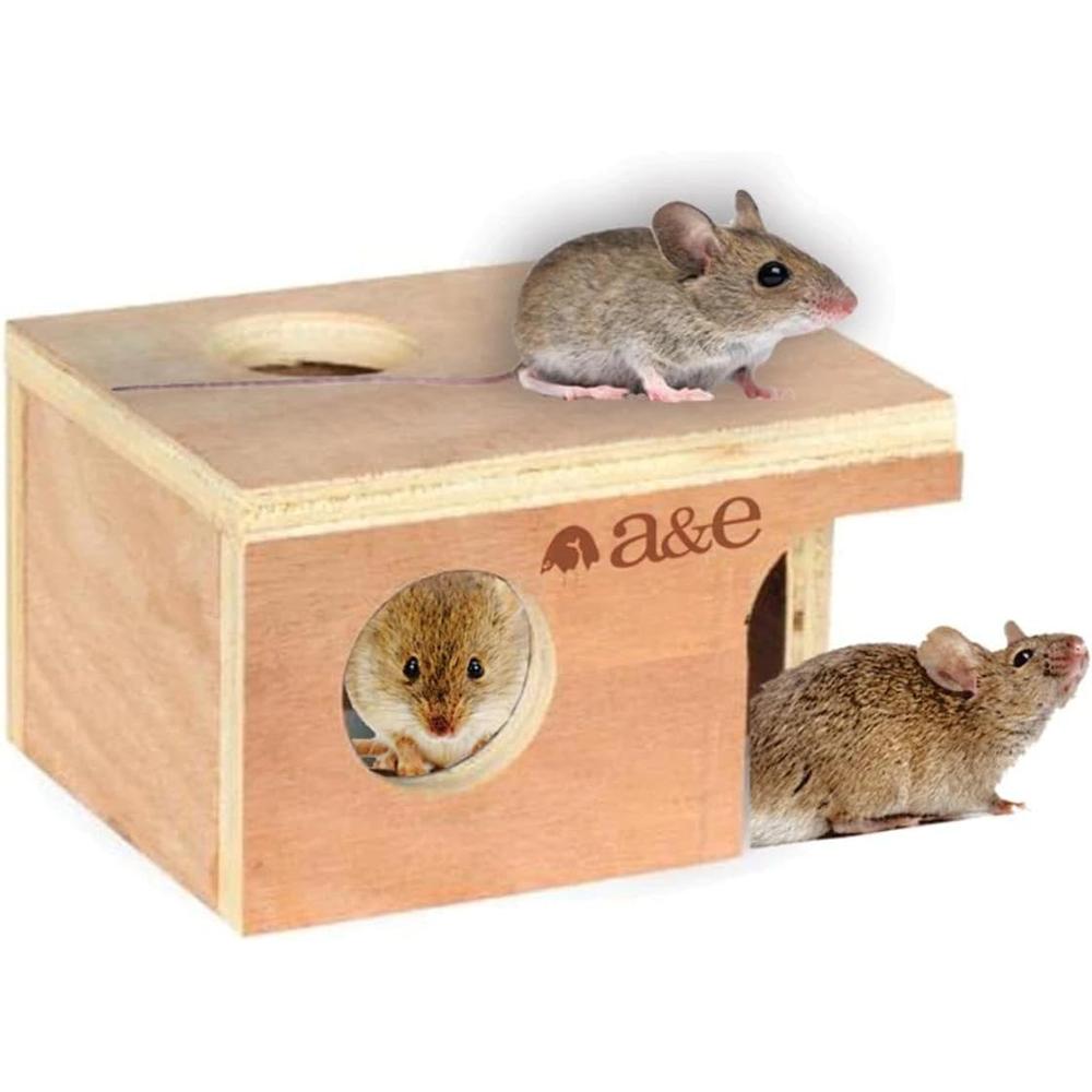 A & E Cages Wood Mouse Hut Small