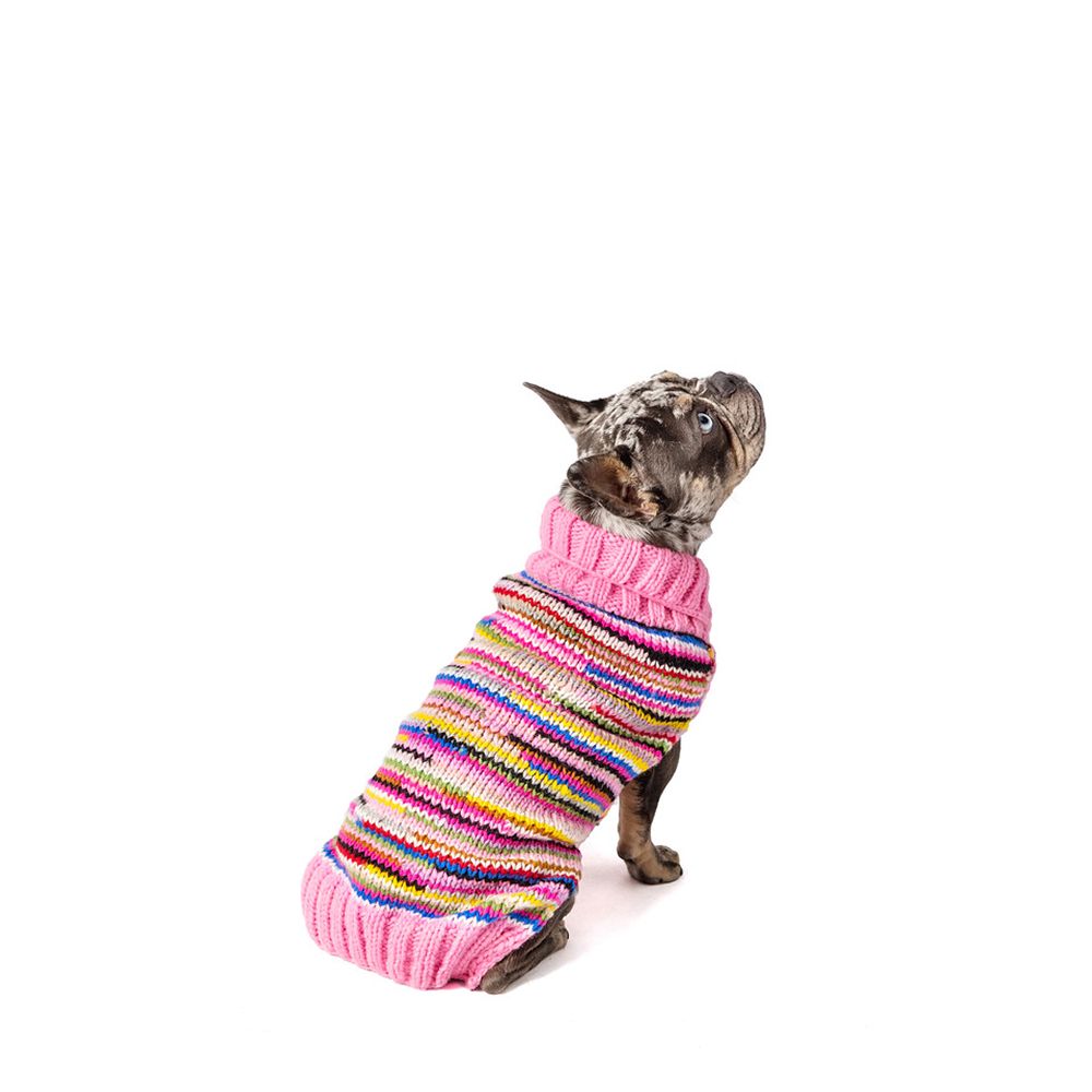 Handmade Dog Sweater Pink Multi Color Med