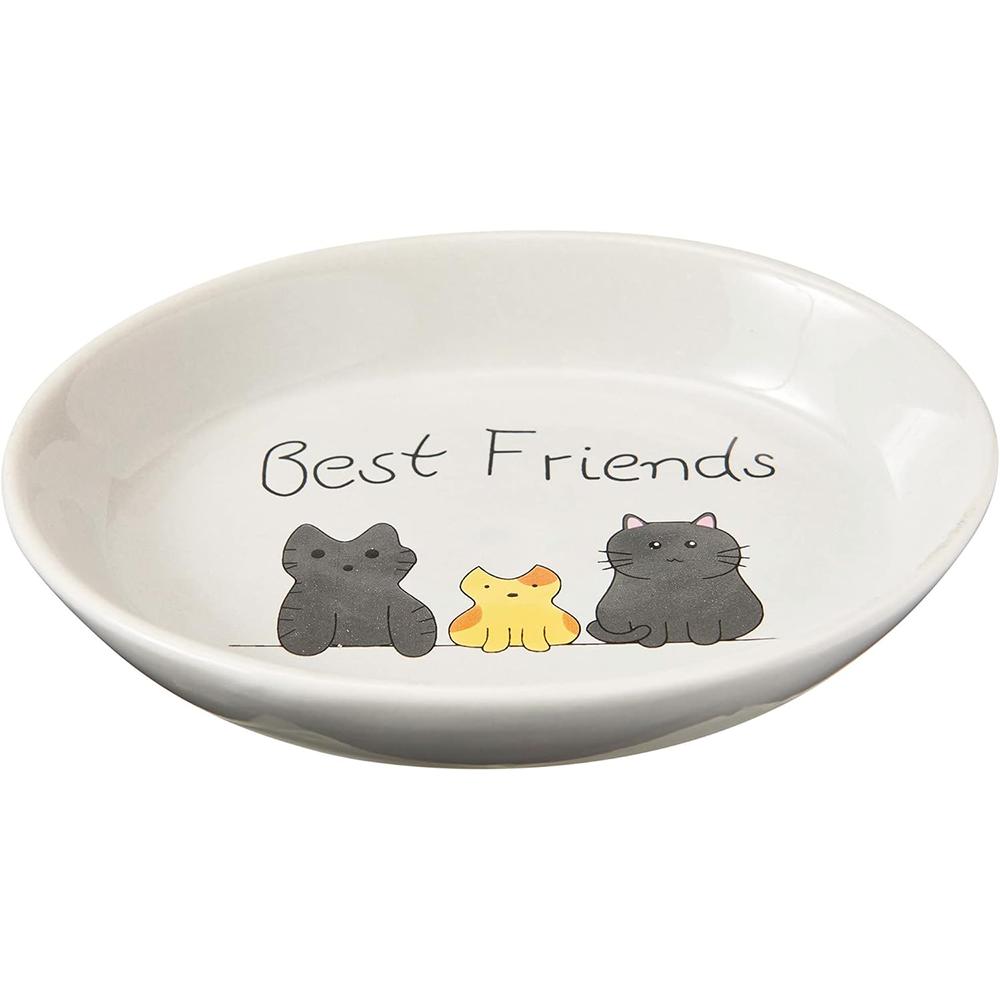 Ceramic Oval Cat Dish Best Friends