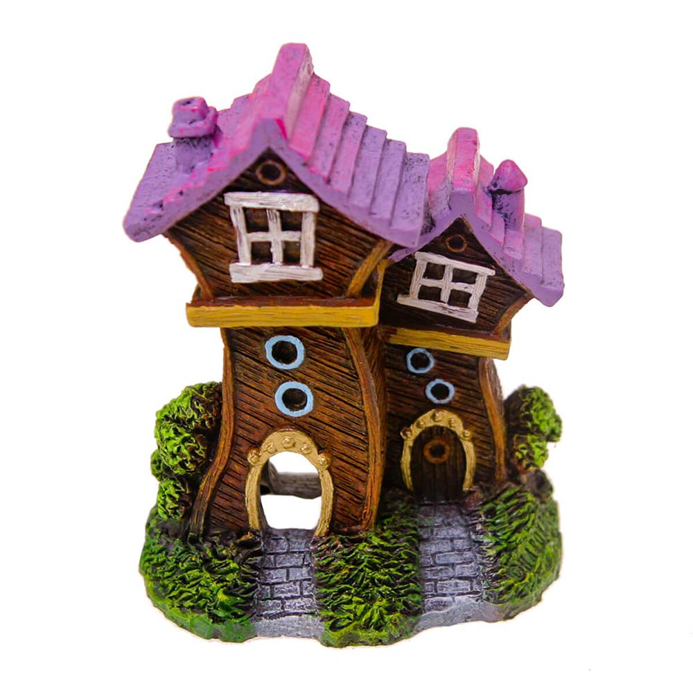 Fun House Village Purple Roof Aquarium Ornament