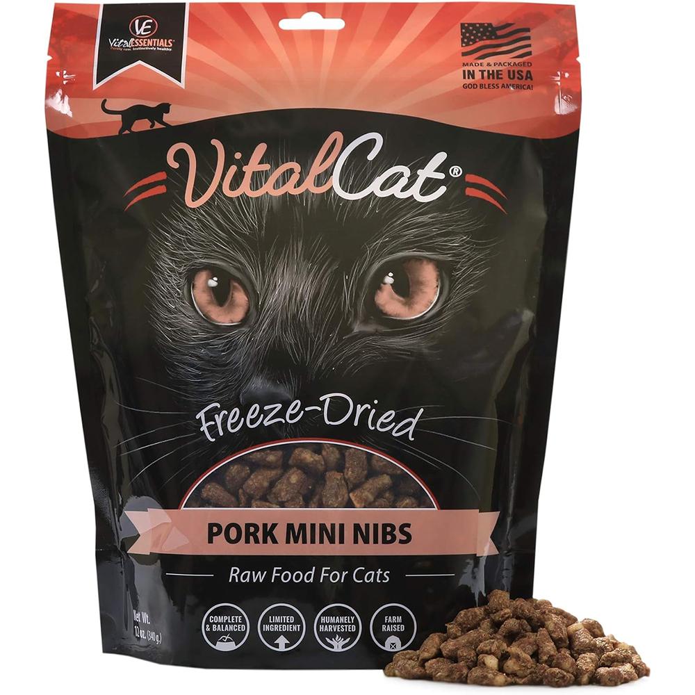 Vital Essentials Raw Pork Mini Nibs 12oz Dry Food for Cats