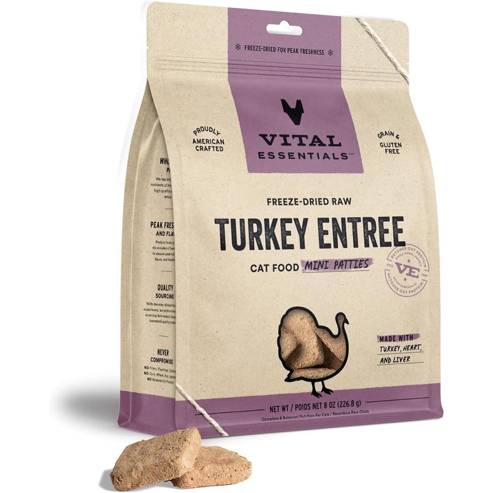 Vital Essentials FD Turkey Dinner Patties 8oz for Cats