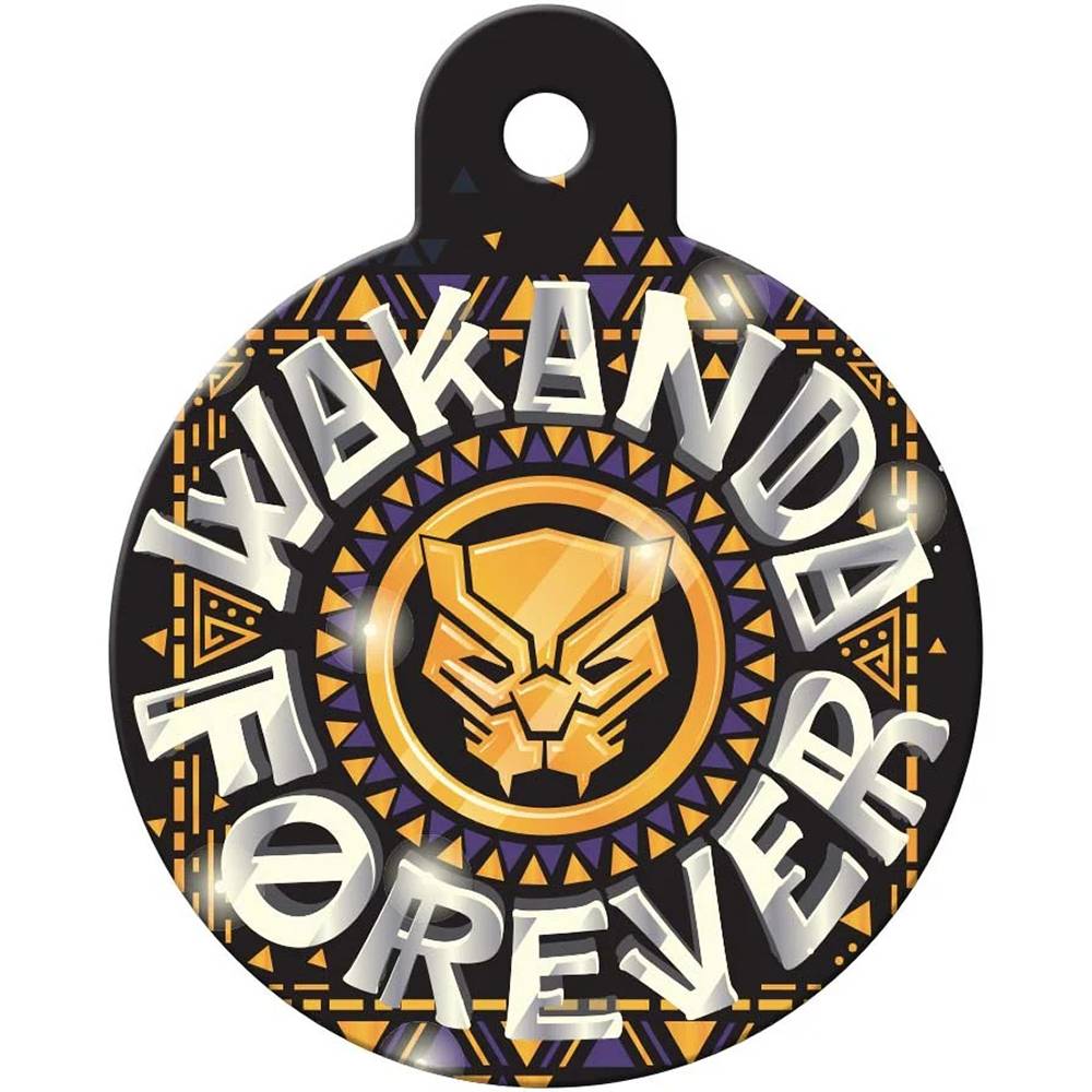 Engraved ID Tag Large Circle Black Panther Wakanda Forever