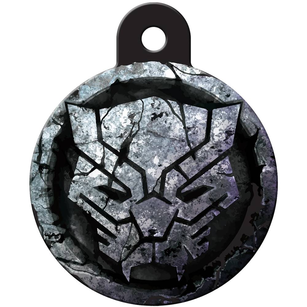 Engraved ID Tag Large Circle Black Panther Silver Seal