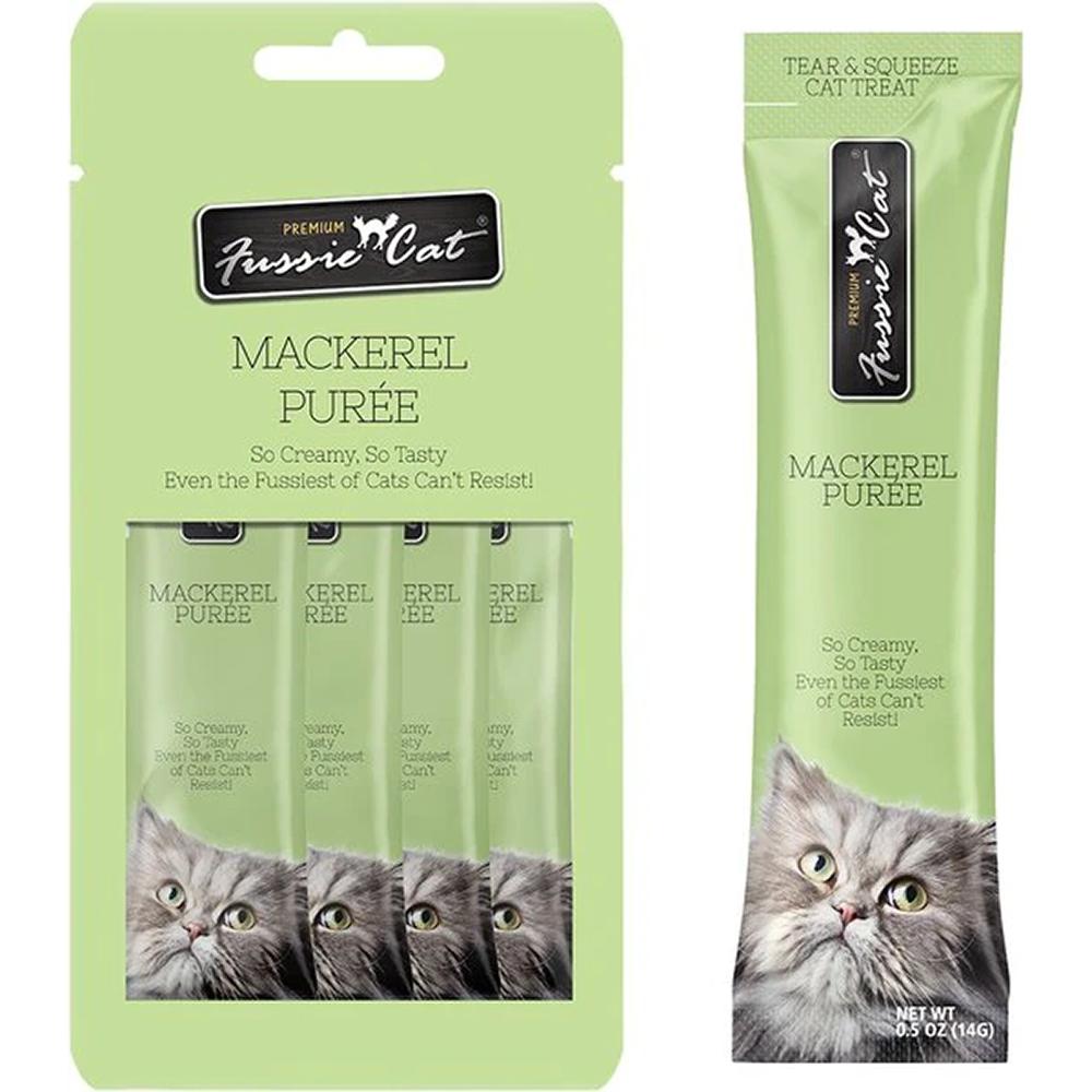 Fussie Cat Mackerel Puree Wet Cat Food Topper 4pk