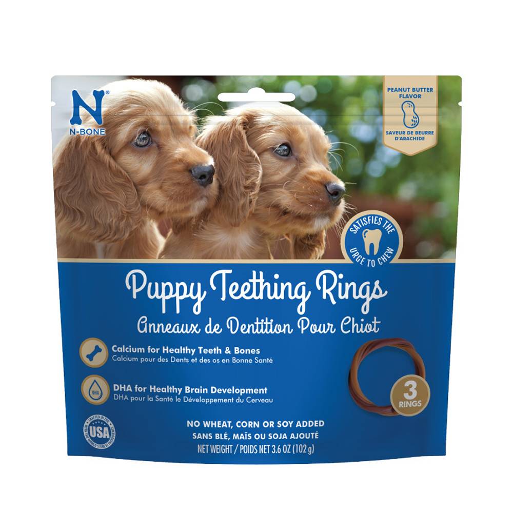 N-Bone Puppy Teething Rings Peanut Butter 3pk