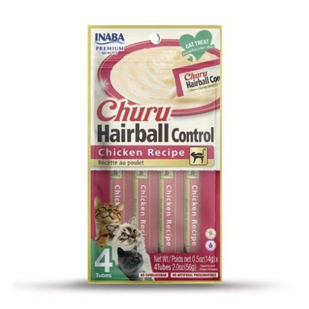 IInaba Churo Cat Food Topper Mousse Hairball Chicken 4 pack