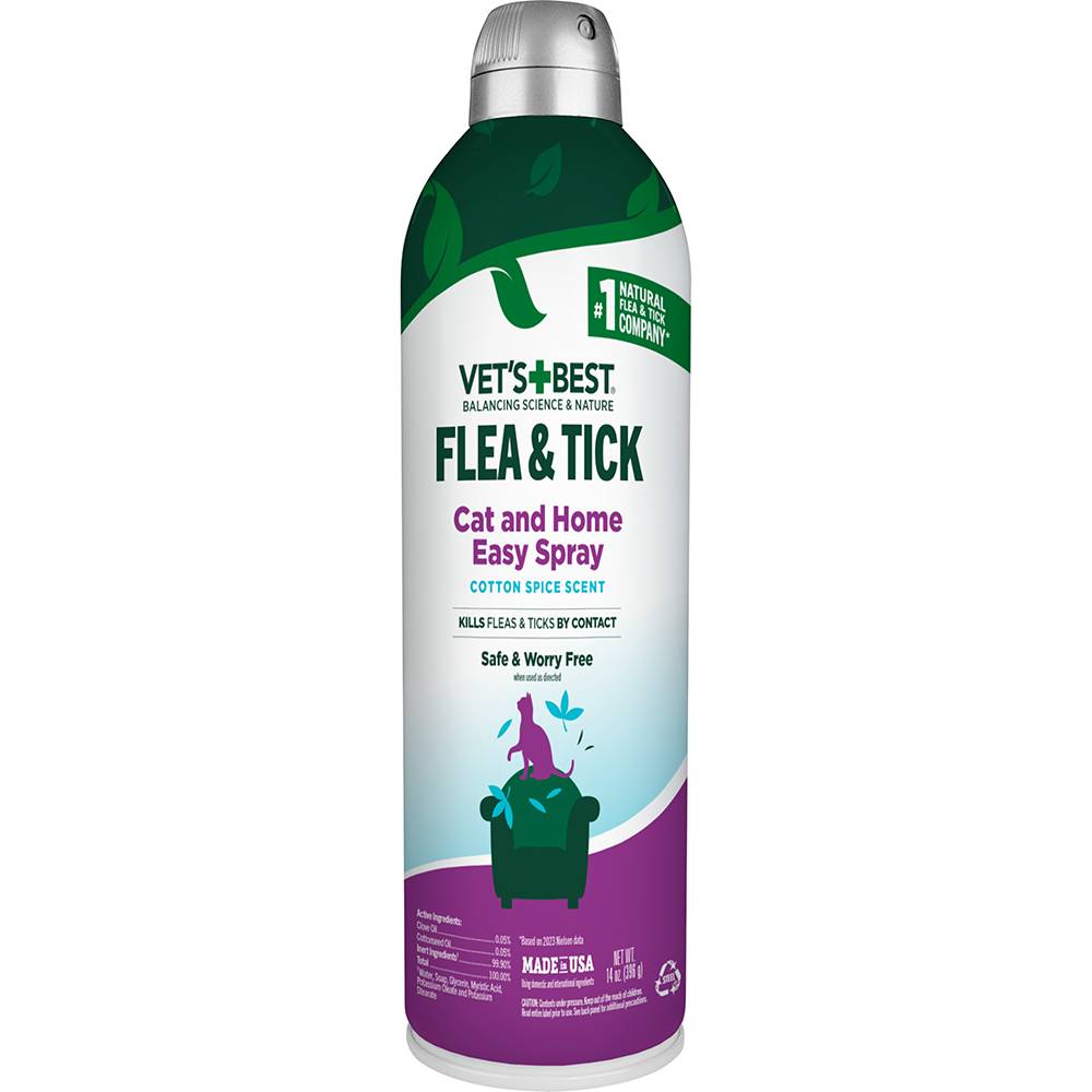 Vets Best Natural Flea Tick Cat Mist Cotton Spice 14oz