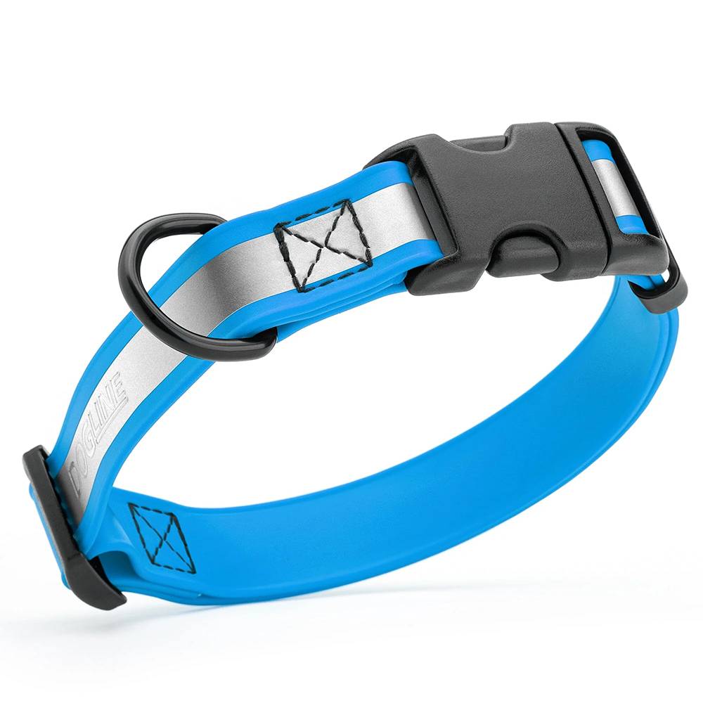 Biothane Adujstable Reflective Dog Collar Blue 12-19