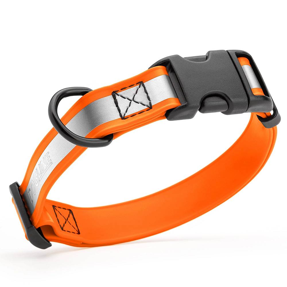 Biothane Adujstable Reflective Dog Collar Orange 12-19