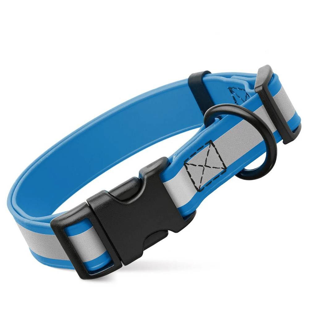 Biothane Adujstable Reflective Dog Collar Blue 15-25