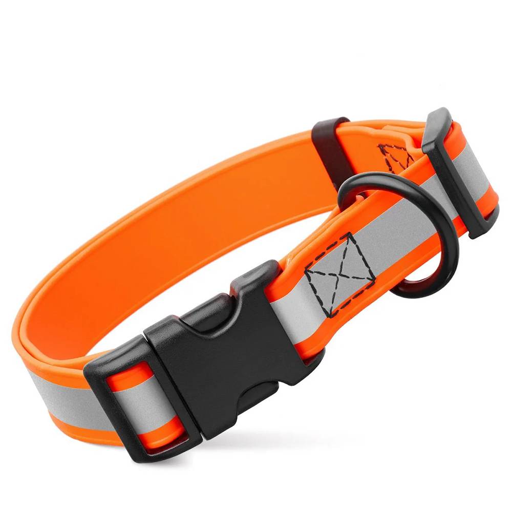 Biothane Adujstable Reflective Dog Collar Orange 15-25