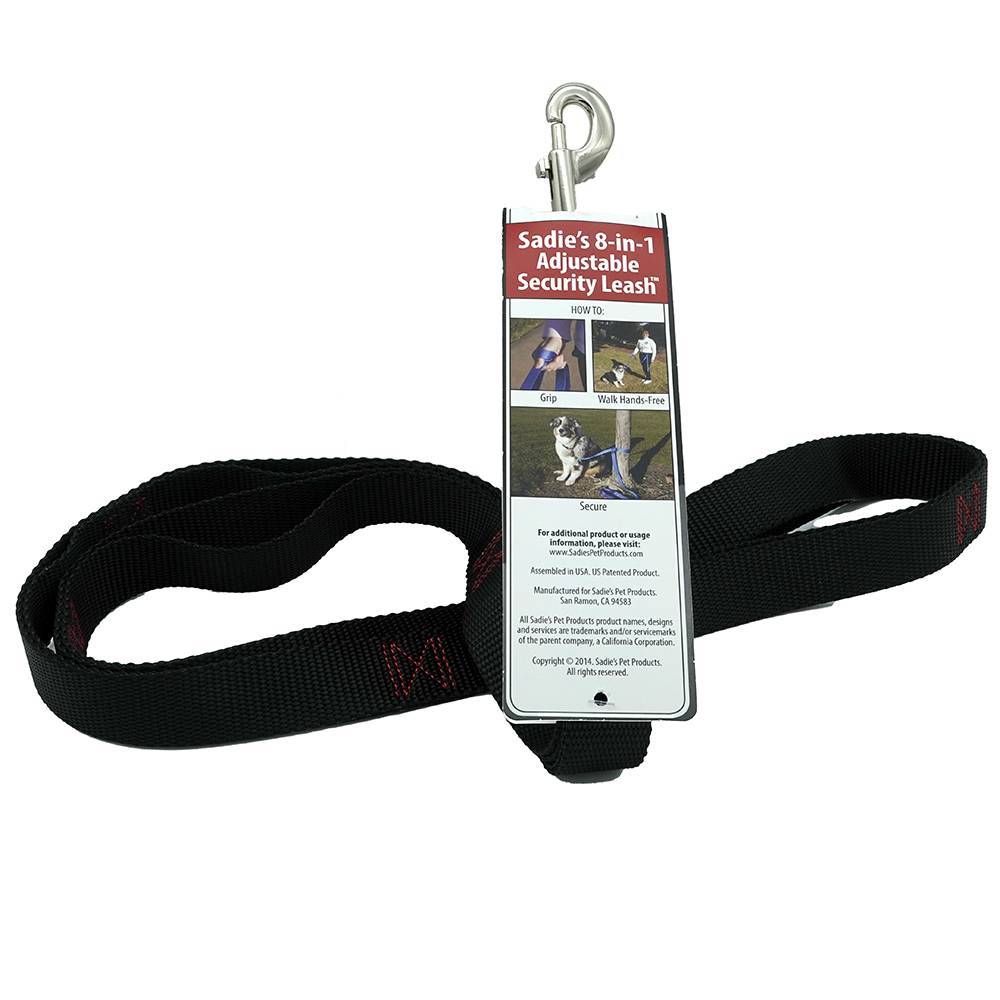 Sadie's 8in1 Security Nylon Dog Leash 6-foot x 1-inch Black