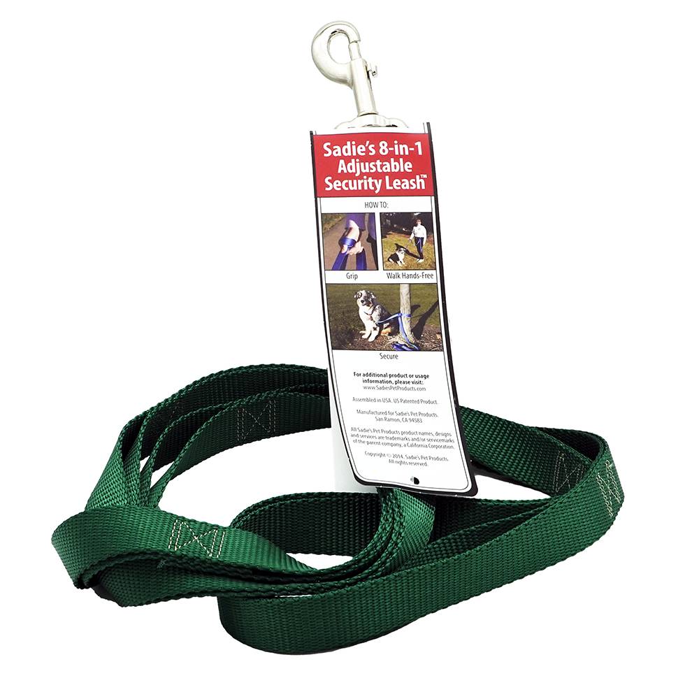 Sadie's 8in1 Security Nylon Dog Leash 6-foot x 1-inch Green