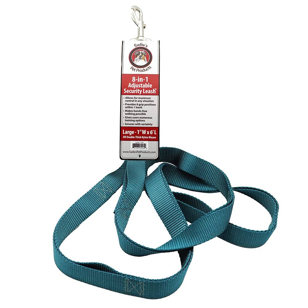 Sadie's 8in1 Security Nylon Dog Leash 6-foot x 1-inch Teal