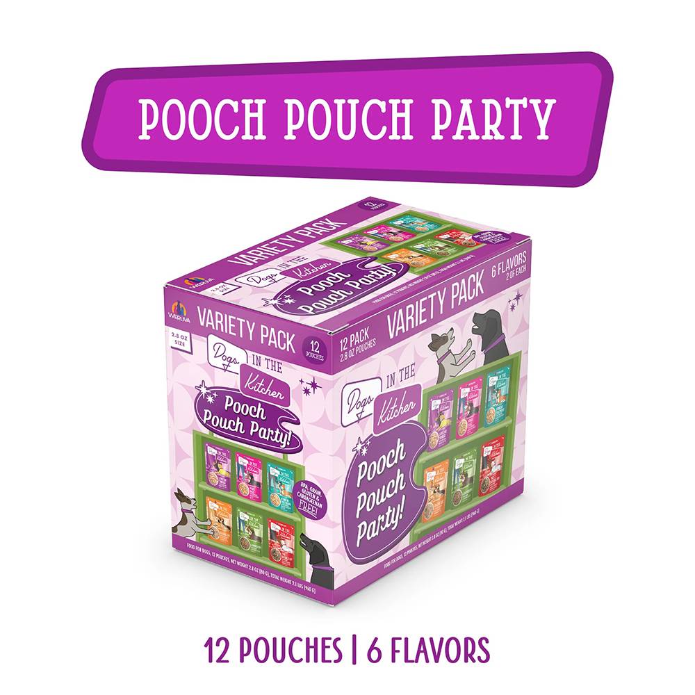 Weruva Pooch Pouch Party Dog Food Variety Pack 2.8oz Case