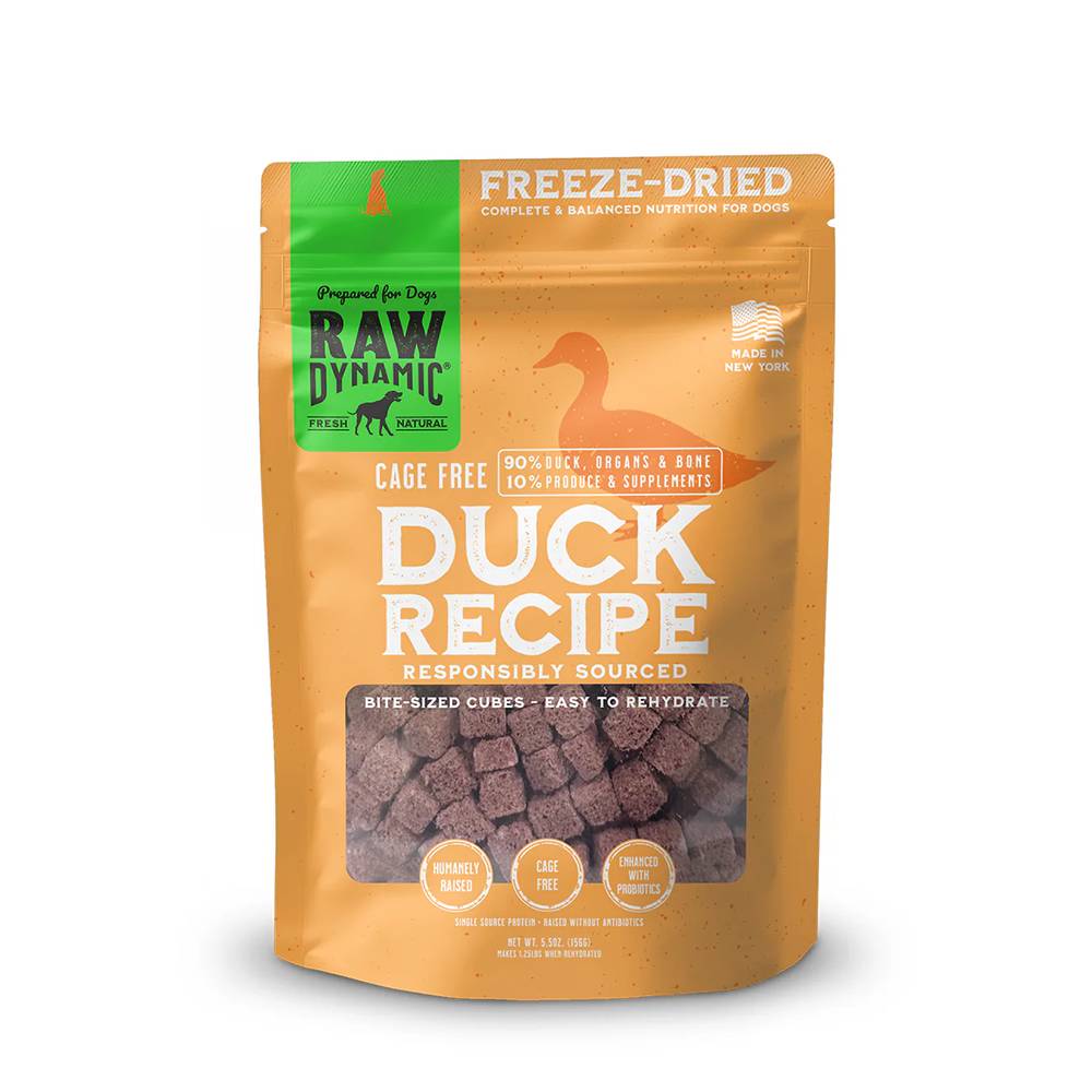 Raw Dynamic Freeze Dried Duck Dog Food 5oz