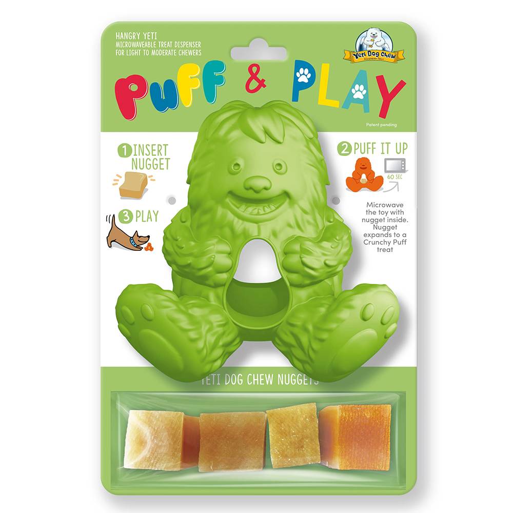 Yeti Puff and Play Green Dog Enrichment Toy