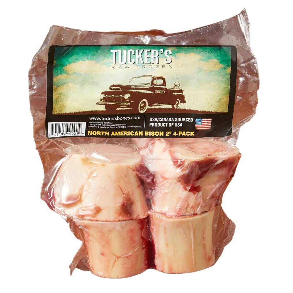 Tuckers Frozen Raw Bison Bones 2 inch 4 Pack for Dogs