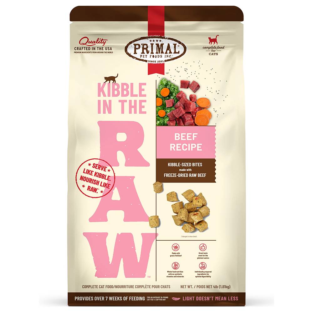 Primal Kibble in the Raw Beef Recipe Cat Food 4lb
