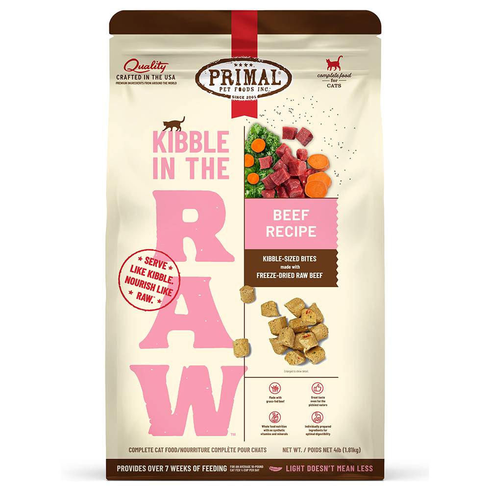 Primal Kibble in the Raw Beef Recipe Cat Food 1.5 lb