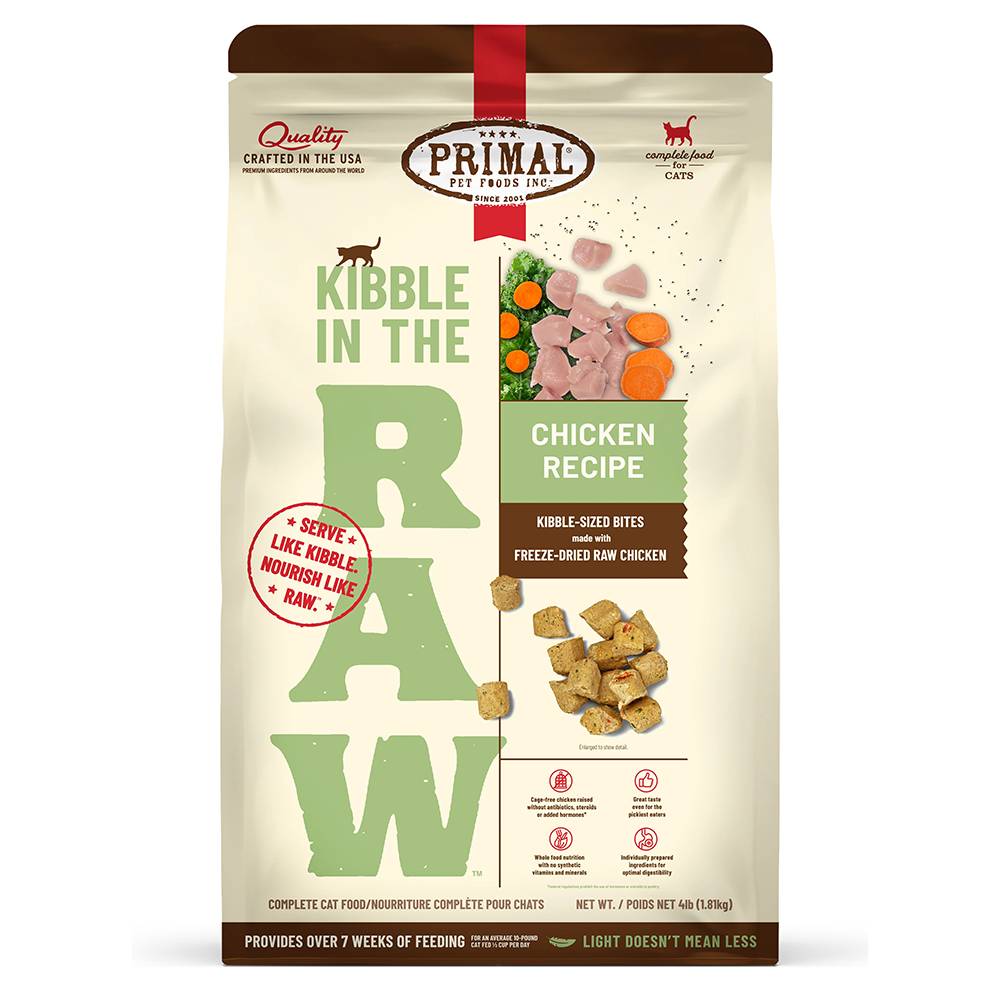 Primal Kibble in the Raw Chicken Recipe Cat Food 4 LB