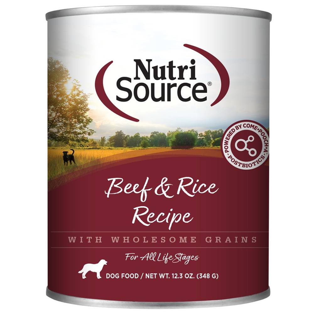 NutriSource Dog Beef Rice 12oz case