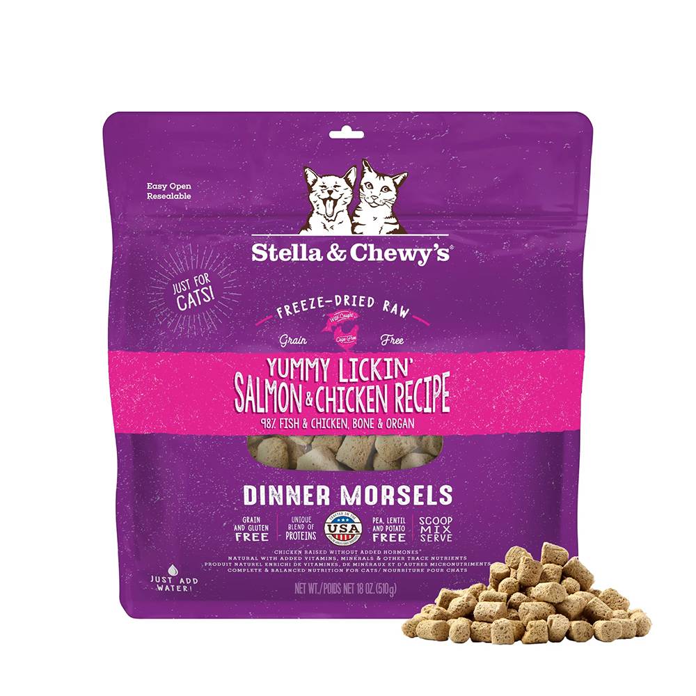 Yummy Lickin' Salmon Chicken Raw Dinner for Cats 18oz