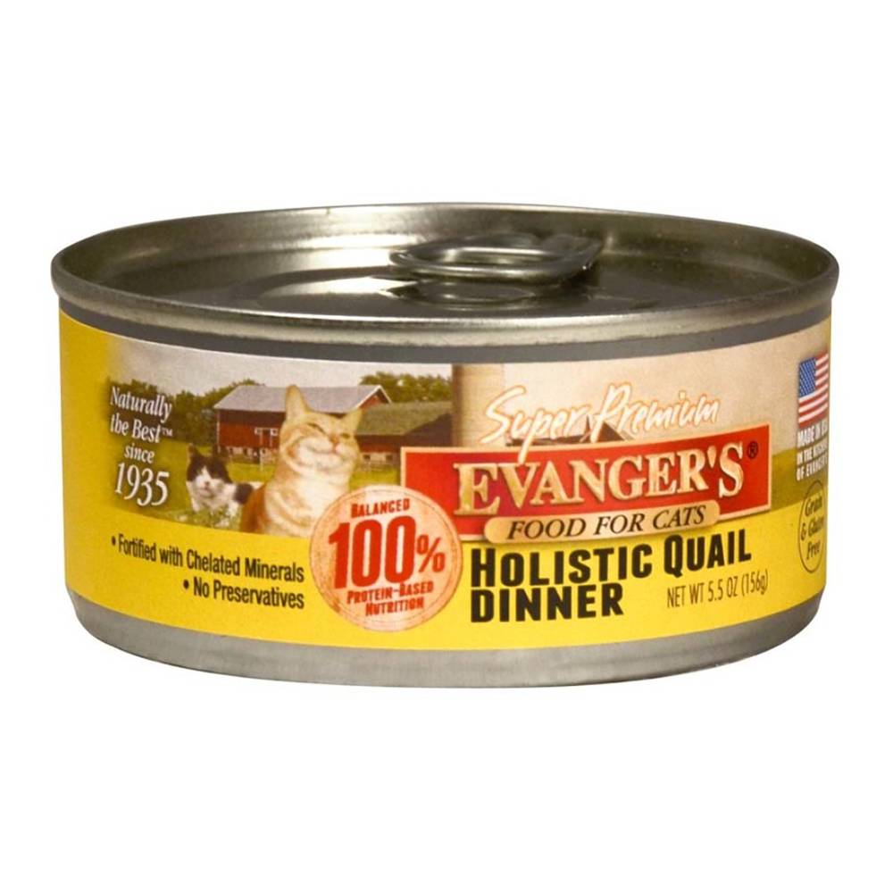 Evangers Holistic Quail Dinner Canned Cat Food 5.5 oz case