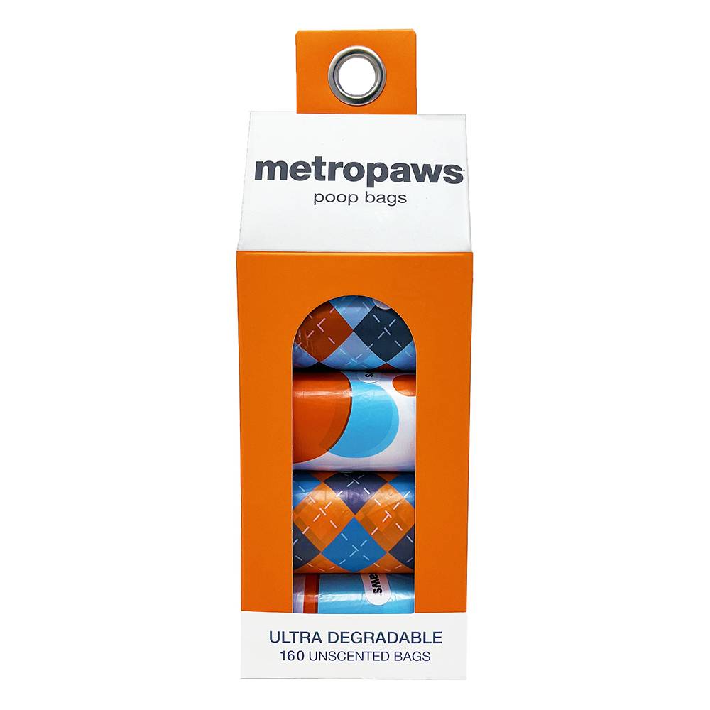 Metro Paws Dog Poopy Bags Orange Multi 8 Pack