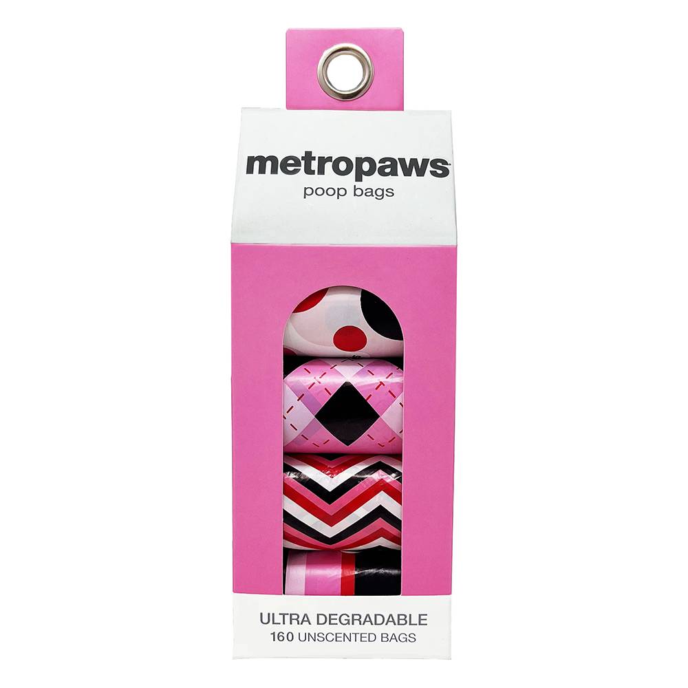 Metro Paws Dog Poopy Bags Pink Multi 8 Pack