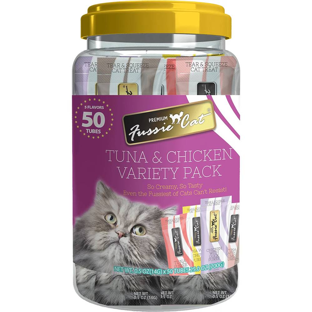 Fussie Cat Premium Tuna Chicken Puree 50ct 5 flavors